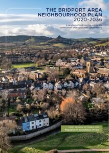 Aerial photo of Bridport looking across Asker Meadows, South Street and towards Colmers Hill